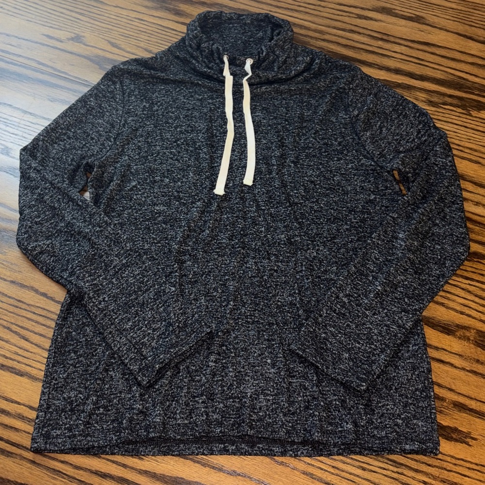 J. Crew cowl/funnel neck drawstring sweater long sleeve heather grey